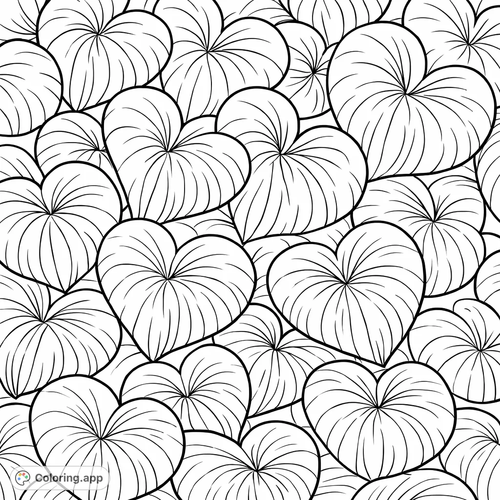 A charming, seamless pattern of soft, plump heart shapes, perfect for expressing affection and creative coloring. Features a cozy, inviting texture.