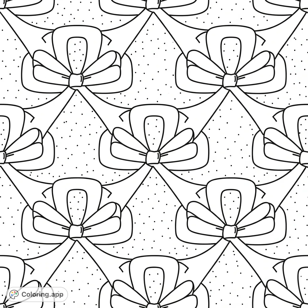 A charming, seamless repeating ribbon pattern with thick lines, perfect for serene coloring. Features gentle loops and bows, offering a cozy and playful creative escape.