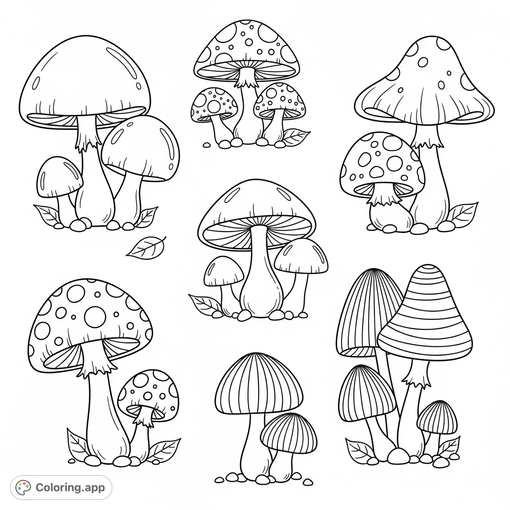 Whimsical Mushroom Forest Floor - Coloring.app