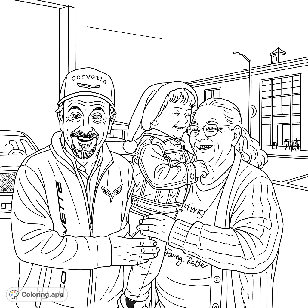 A heartwarming family scene featuring a man, woman, and child in a Santa hat, sharing smiles outdoors. Perfect for holiday cheer and family fun.
