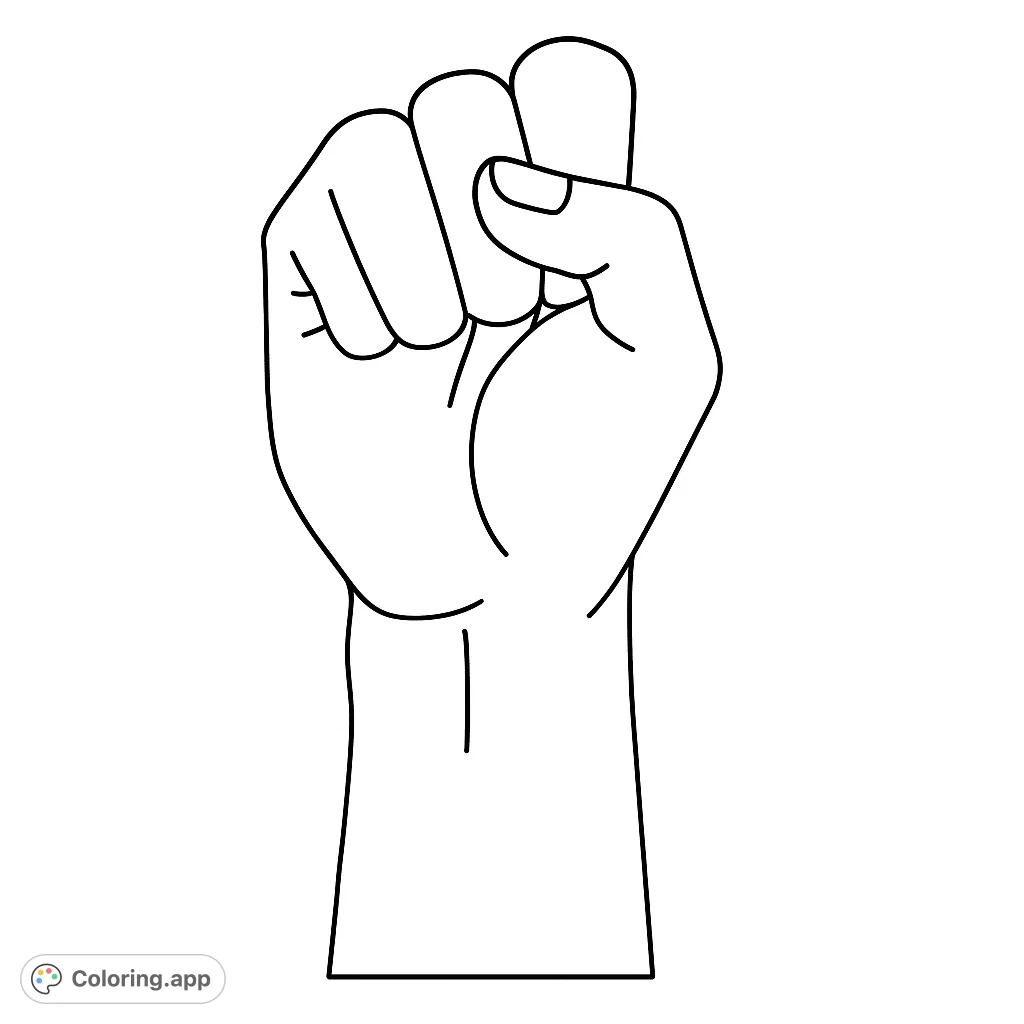 A powerful clenched fist symbol, perfect for expressing strength and unity. A simple yet impactful design for all ages.