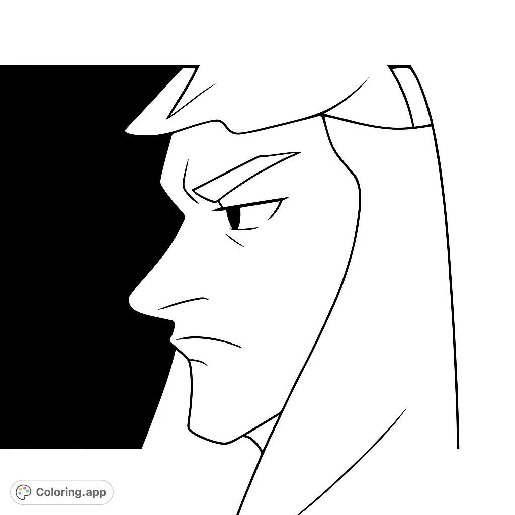 Color a captivating character profile featuring a distinct face, expressive eye, and flowing head covering. Perfect for creative expression.