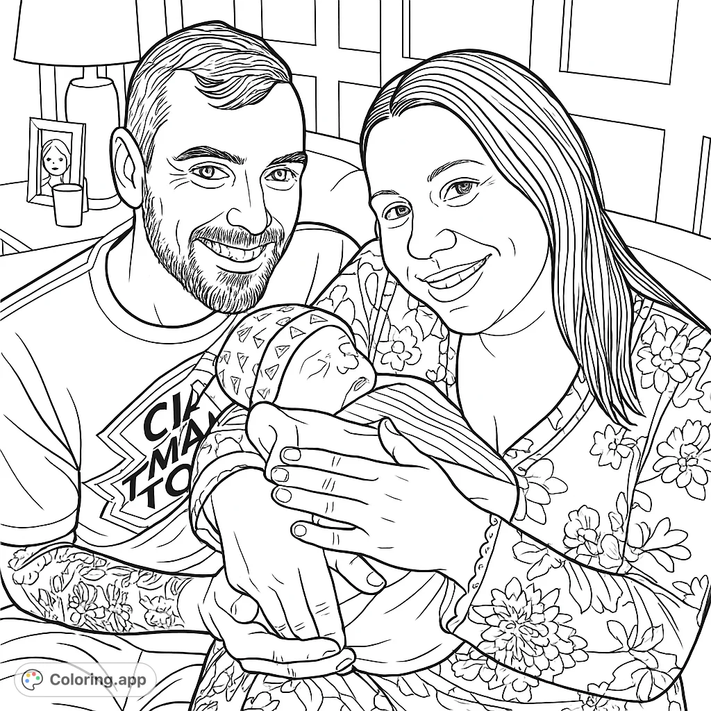 Capture the tender moment of a new family with a newborn baby. A heartwarming portrait perfect for celebrating new beginnings.