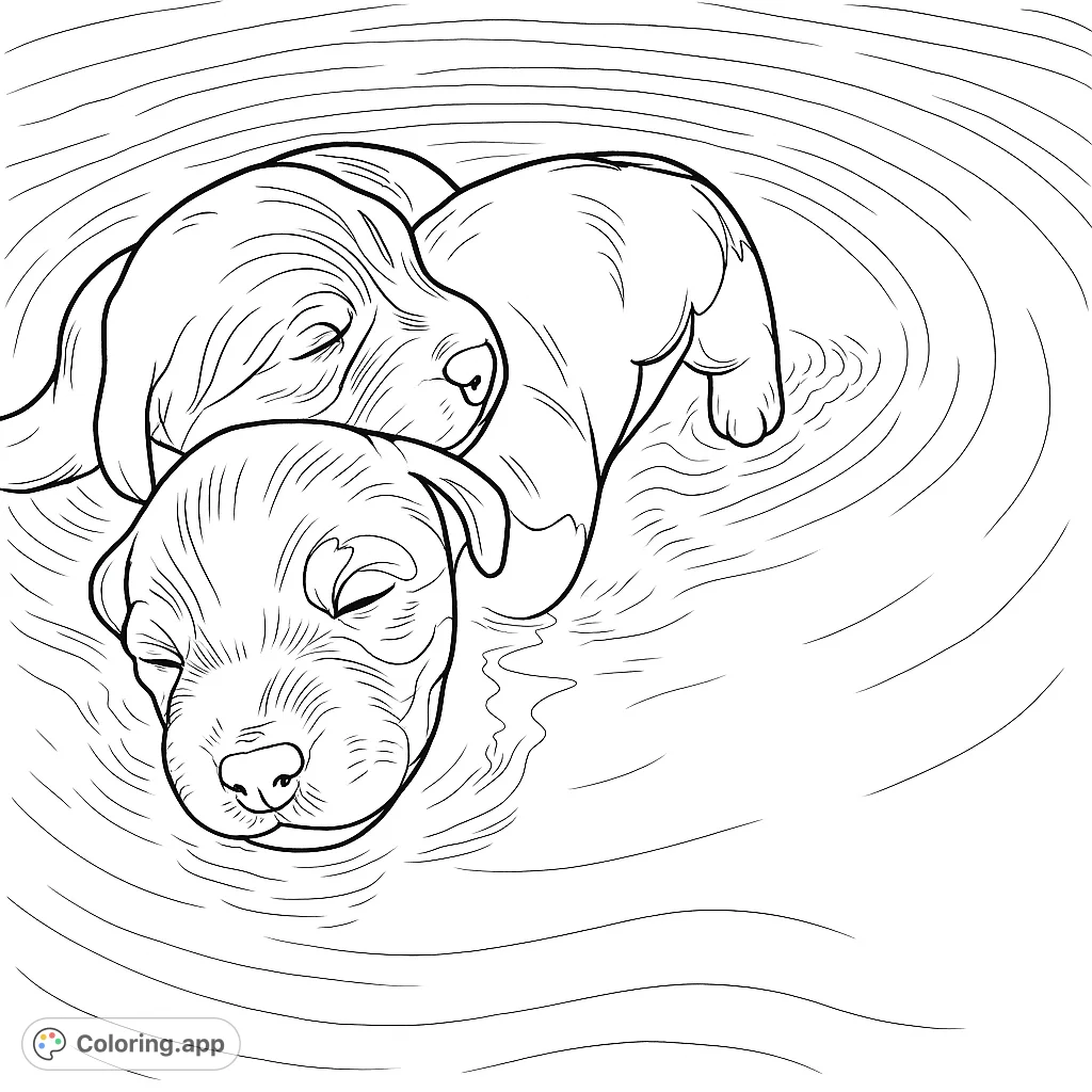 Baby Floating Coloring Adorable Puppies Floating - Coloring.app