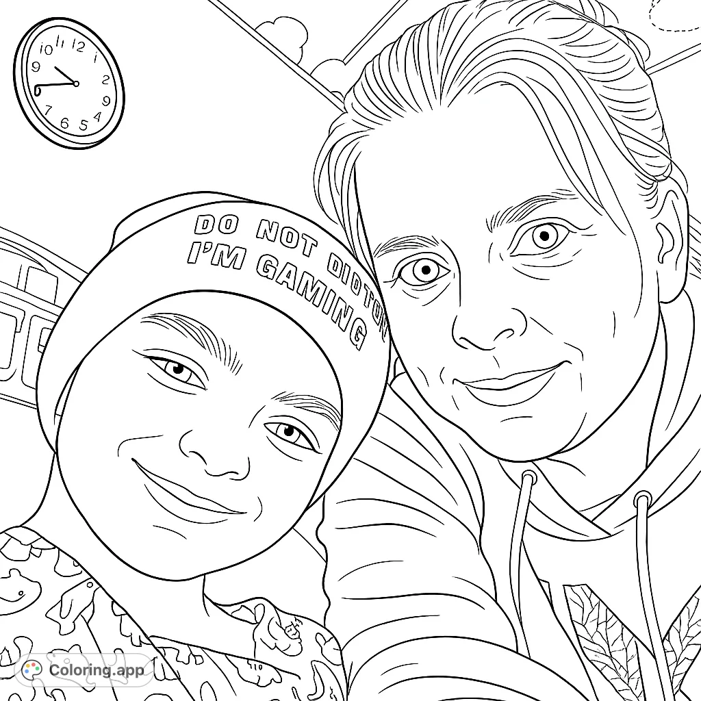 Capture a heartwarming moment with a gaming-themed beanie and a comforting presence. Perfect for family bonding and creative expression.
