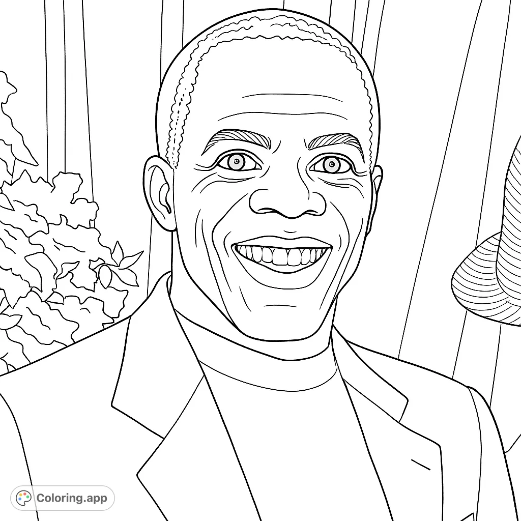 A detailed portrait of a smiling man, perfect for personalizing with your favorite shades. Features a joyful expression and subtle background elements.