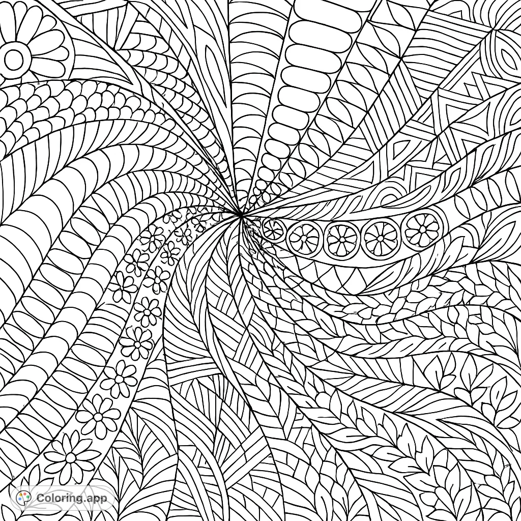 Dive into a mesmerizing world of intricate patterns and swirling designs. This Zentangle-inspired coloring page offers endless creative possibilities for all ages.