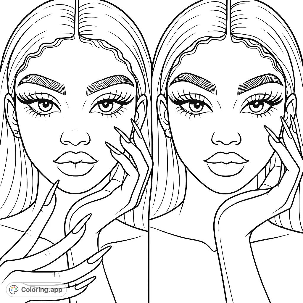 A stunning portrait of a woman with striking features, long flowing hair, and intricate eyelashes, perfect for fashion and beauty enthusiasts.