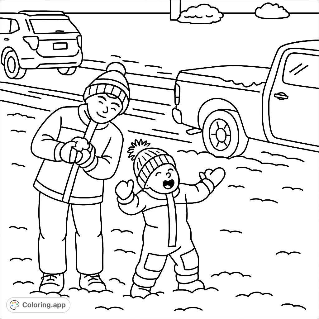 Capture the joy of a snowy day with two playful children. This free printable snow day coloring page is perfect for kids and adults to enjoy winter fun!