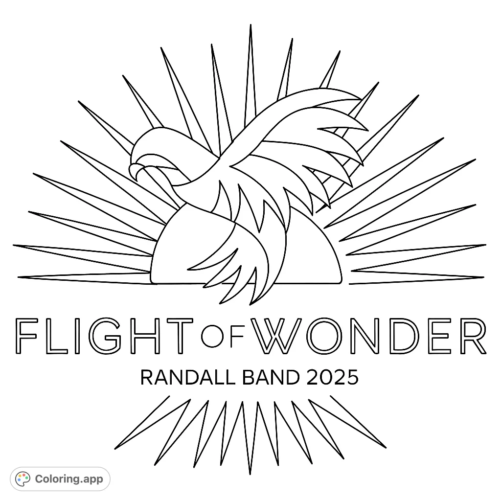 Color a dynamic abstract bird in flight, surrounded by radiating lines. A modern, graphic design perfect for creative expression and bold color choices.