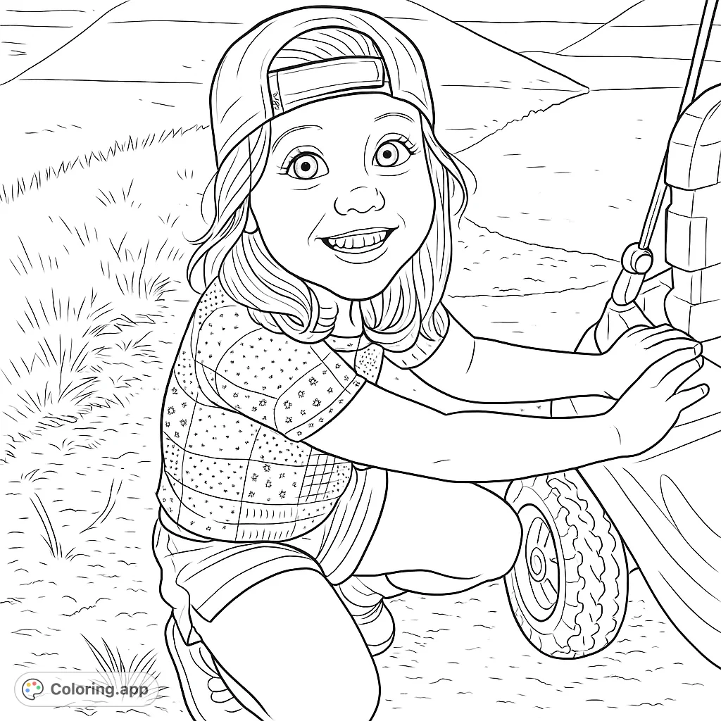 Capture the joy of childhood with this smiling child and their toy wagon. A delightful outdoor scene perfect for creative expression and fun.