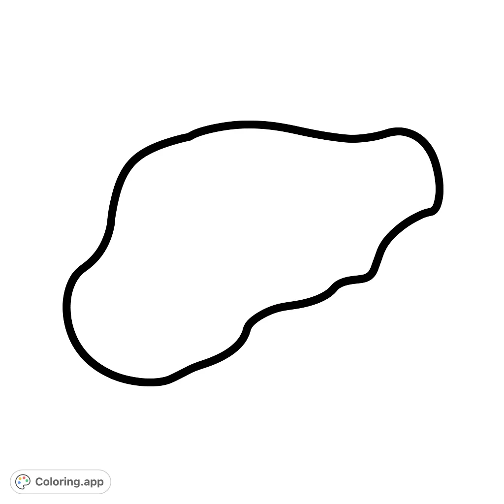 A simple, abstract organic shape coloring page, perfect for creative expression. Explore textures and patterns within its smooth, inviting outline.