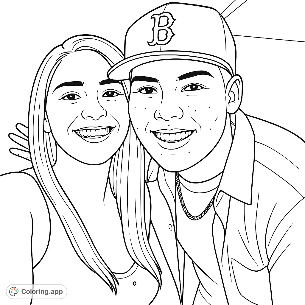 Capture the joy of friendship with this smiling duo. A perfect portrait for personal expression and creative coloring.