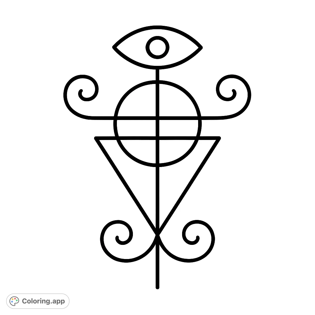 Discover the simple elegance of this mystic eye symbol coloring page. Perfect for relaxation and creative expression, featuring bold lines and clear shapes.