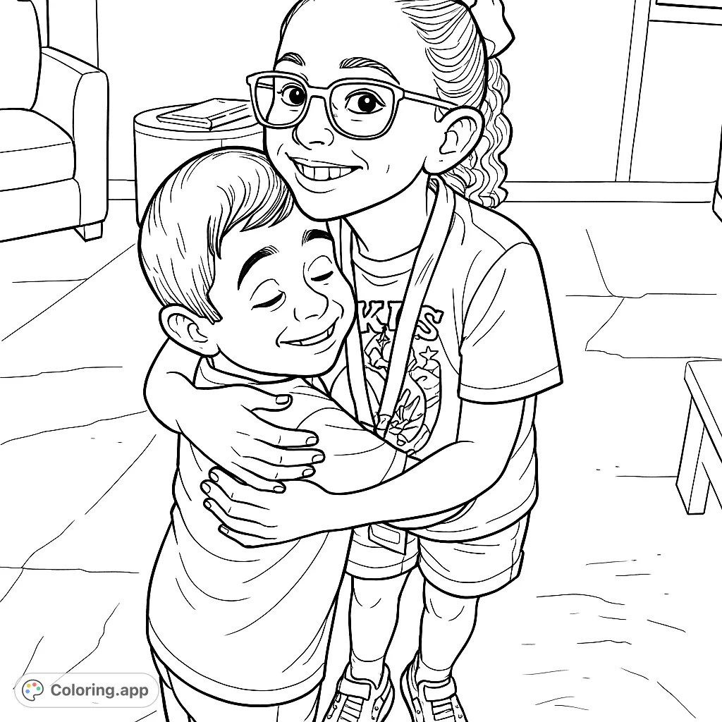 Two children sharing a joyful hug, perfect for celebrating friendship and warmth. A heartwarming scene for all ages.