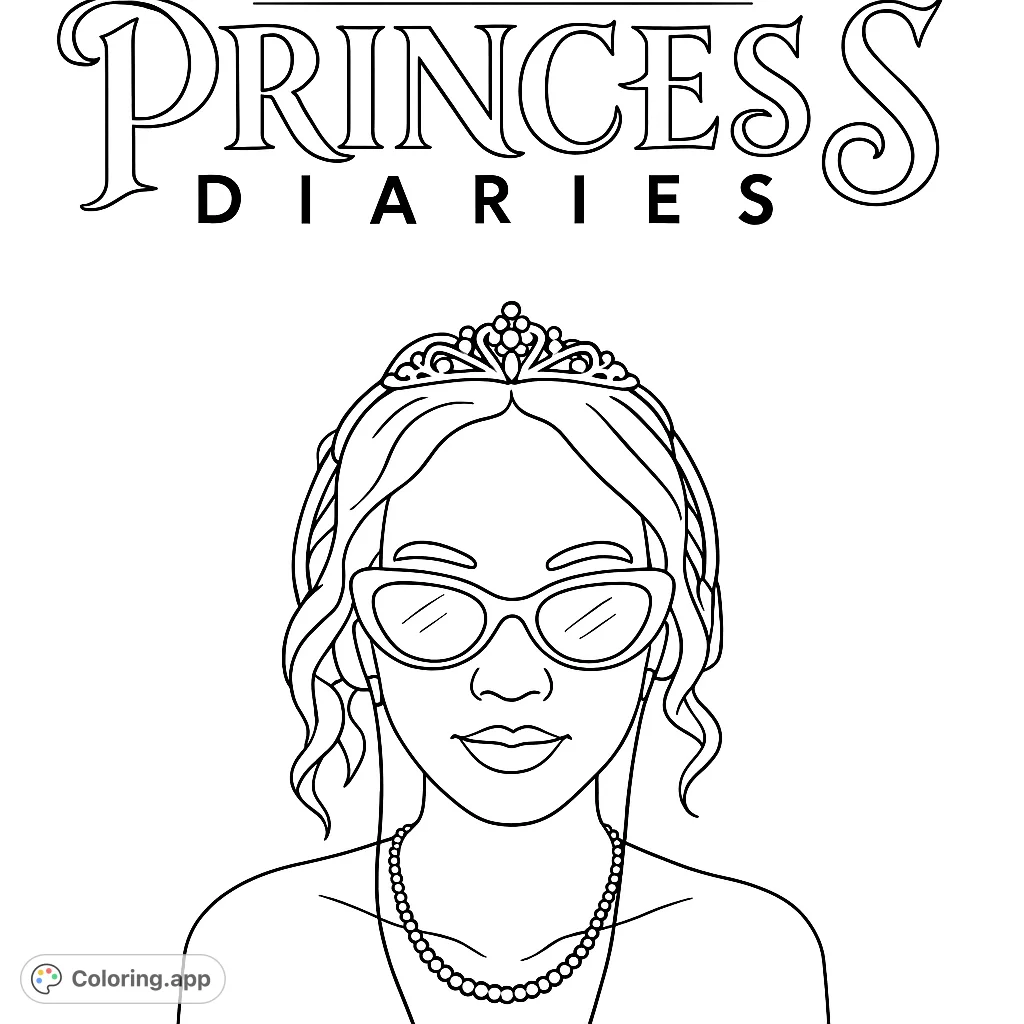 A stylish portrait featuring a person wearing a tiara, cool sunglasses, and headphones, inspired by a popular princess story. Perfect for fashion and fantasy fans.