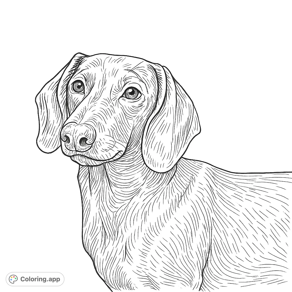 Capture the loyal gaze of this charming dog. A delightful dog coloring page for all ages, featuring a sleek canine friend ready for your creative touch.