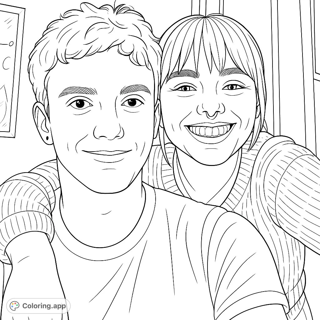Capture the warmth of connection with this portrait of two smiling individuals. Perfect for personalizing expressions and textures.