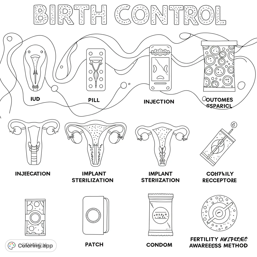 Birth Control Color Pages Understanding Contraception Methods - Coloring.app
