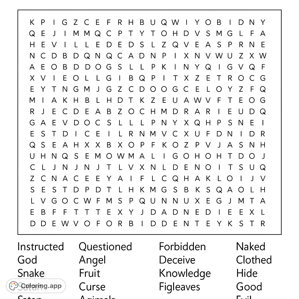 Engage your mind with 'The Fall' word search coloring page. Find hidden words within a large letter grid, perfect for mindful relaxation and learning.