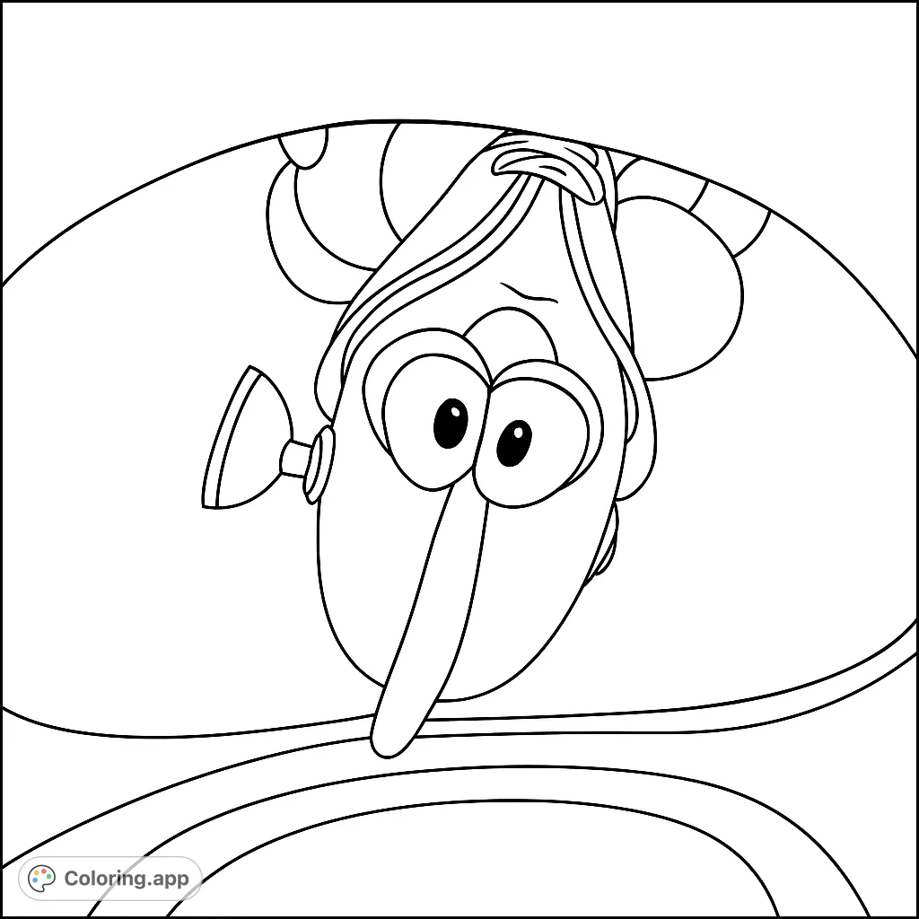 Join Larry-Boy in a cosmic adventure! This free printable Larry-Boy coloring page features the heroic vegetable character with his plunger, ready for action.