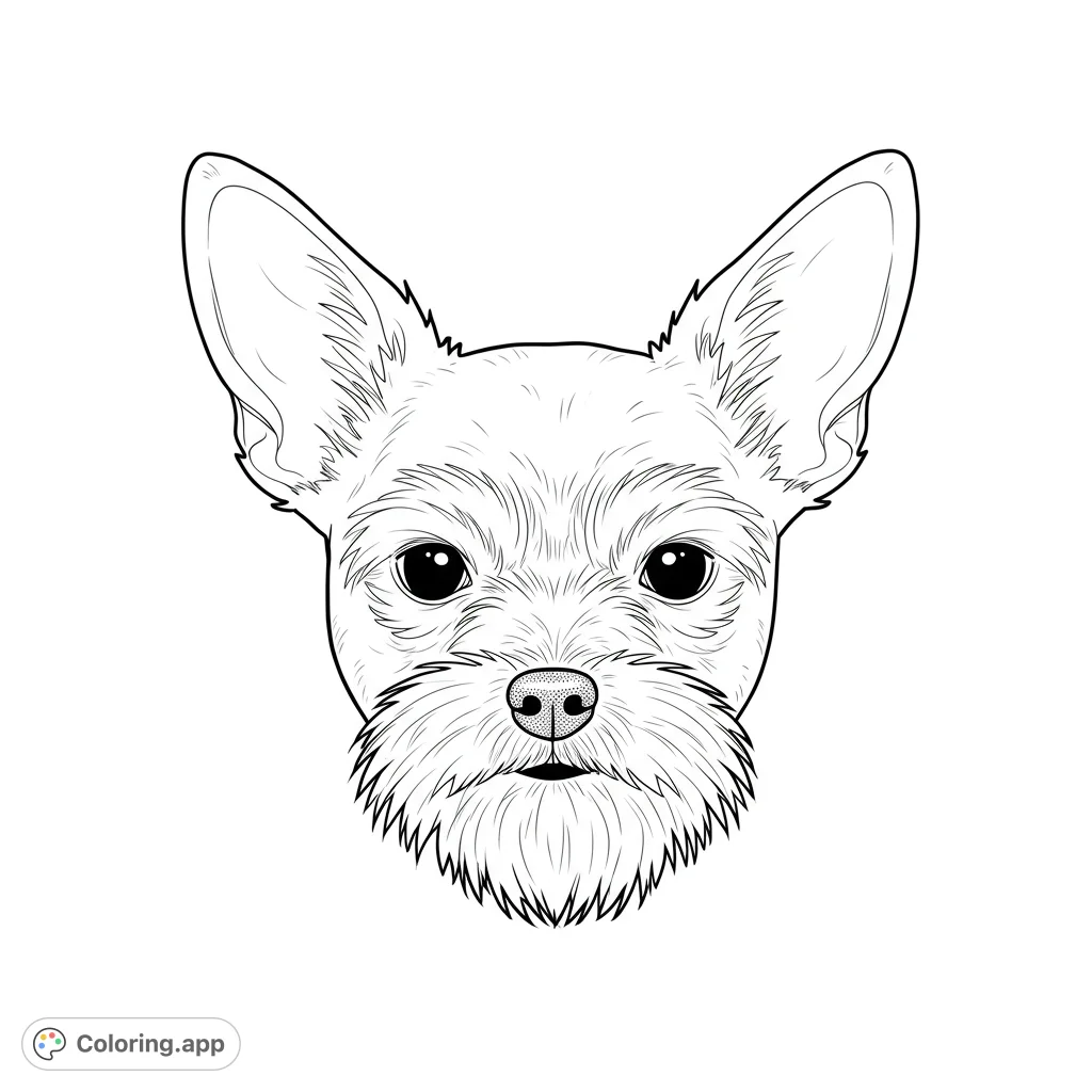 A charming, cartoony dog with shaggy fur and a determined expression, perfect for a fun coloring activity.