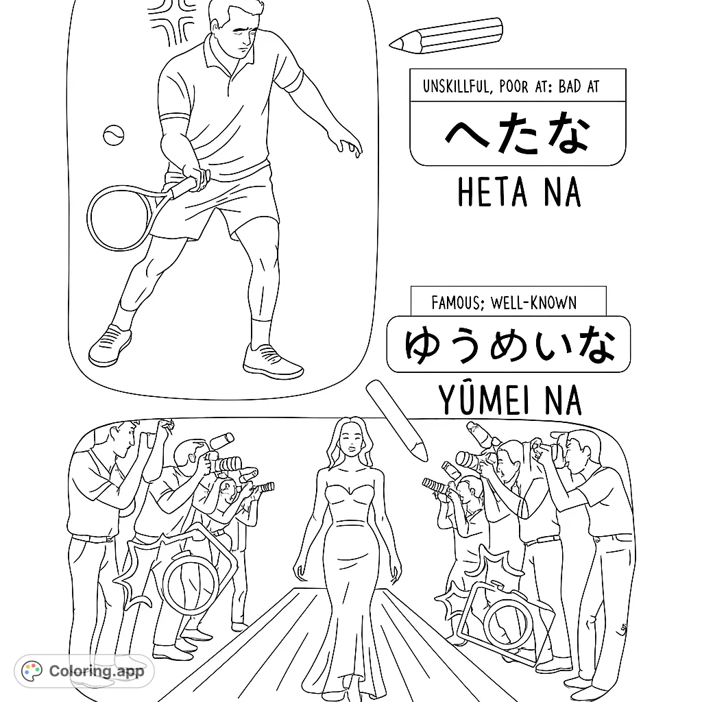 Two distinct scenes: a dynamic tennis player in action and a glamorous celebrity on a red carpet surrounded by paparazzi. Explore themes of skill and fame.