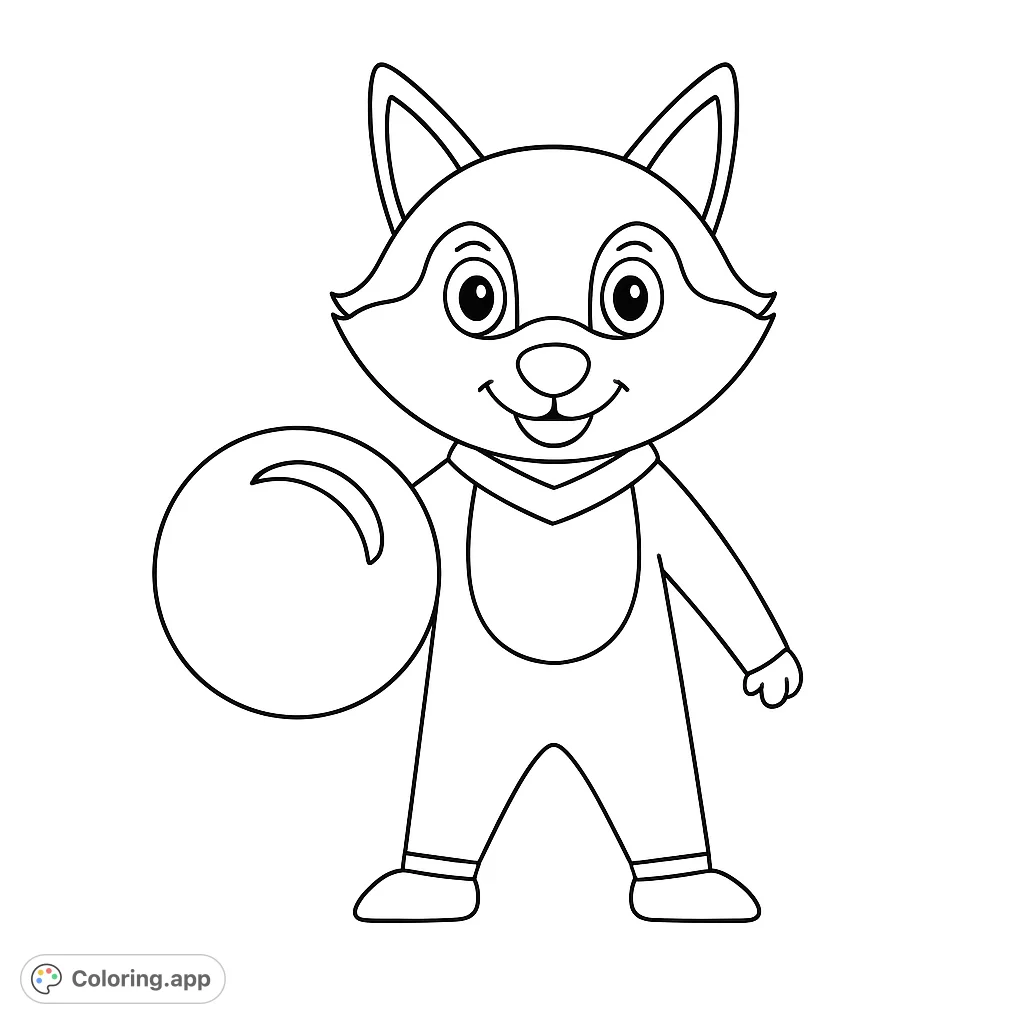 A charming wolf character holding a large sphere, perfect for young artists. This free printable wolf coloring page offers simple shapes and a delightful subject.