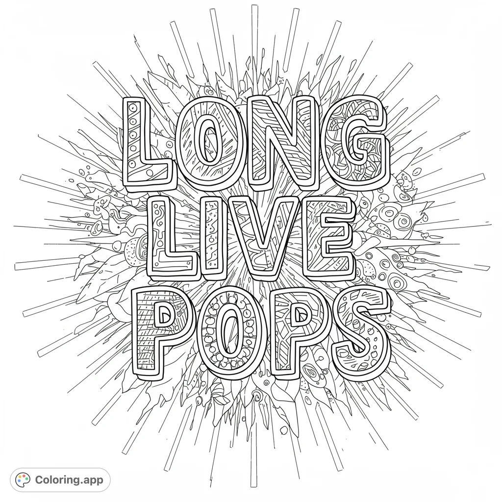 Celebrate 'Pops' with a dynamic, stylized text design featuring intricate patterns and bold lines, perfect for a heartfelt tribute.