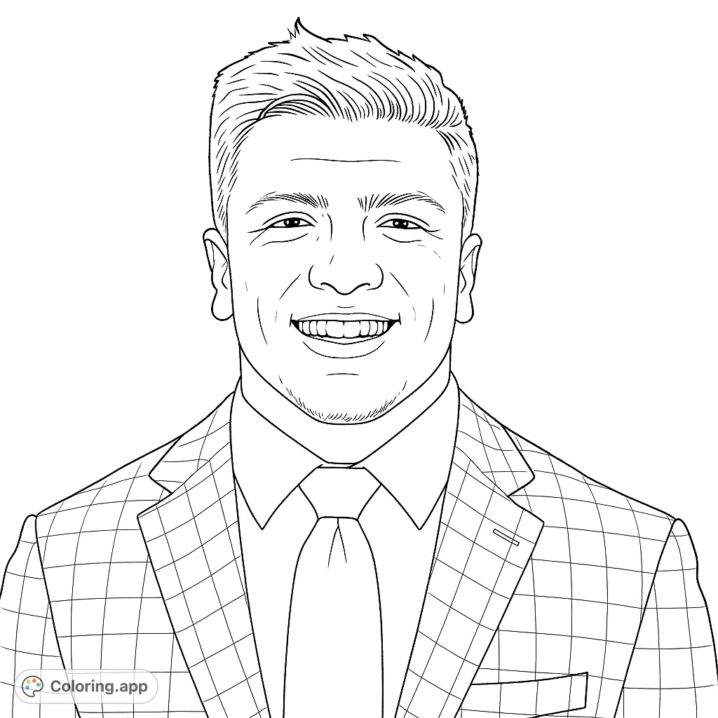 A detailed portrait of a smiling young man in a suit and tie, perfect for practicing realistic shading and bringing a professional look to life.