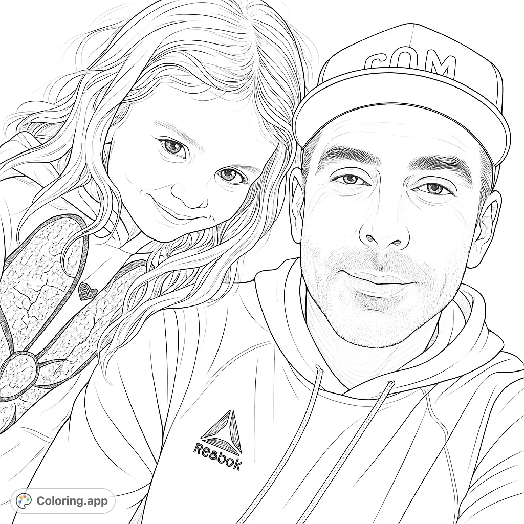 Capture a heartwarming moment with this father and daughter portrait coloring page. Perfect for celebrating family bonds and creating cherished memories.