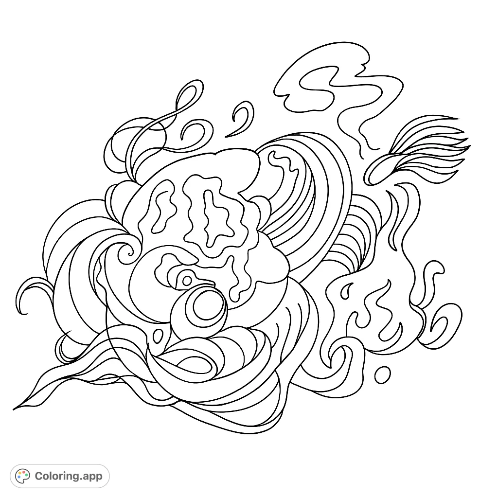 Explore a captivating abstract design featuring dynamic swirls, organic forms, and intricate patterns. A unique free printable coloring page for all ages.