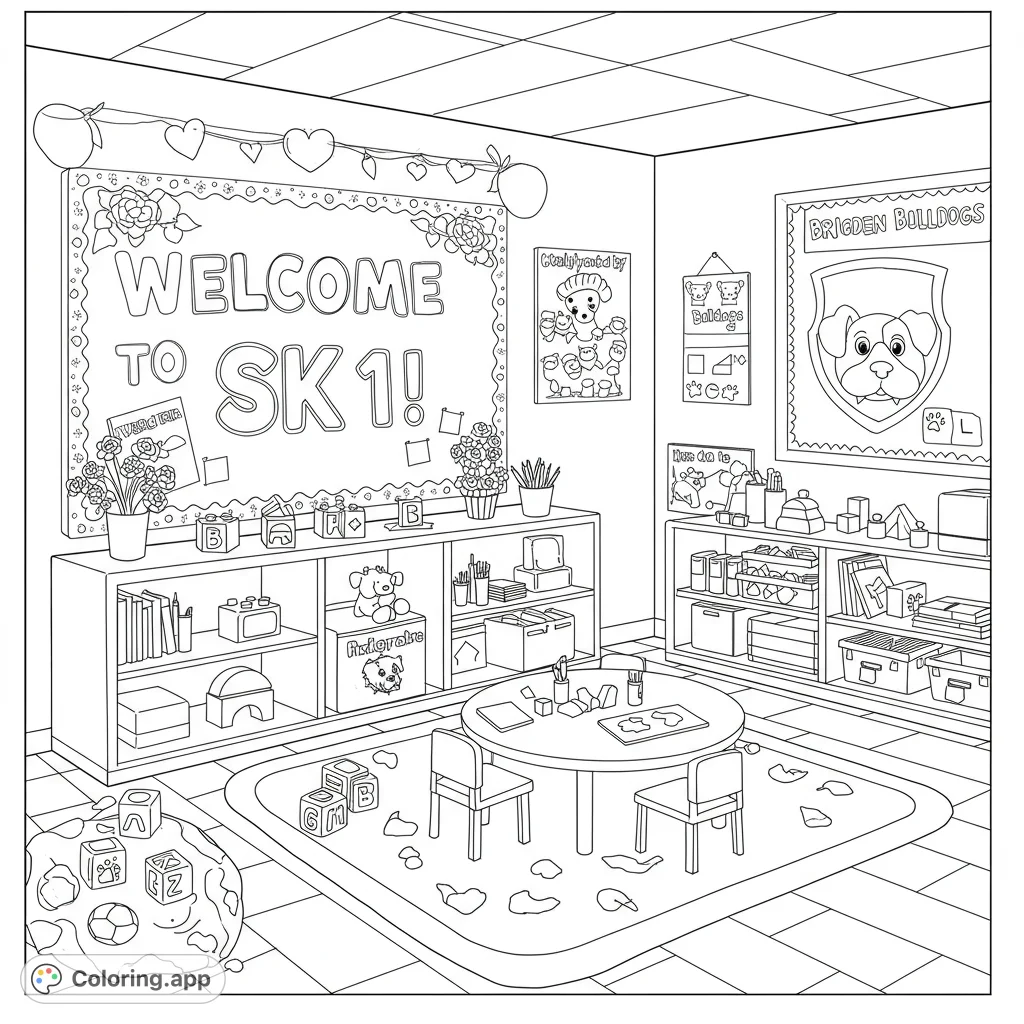 ' in bubble letters, playful items, and a Brigden Bulldogs sign. Perfect for young learners!