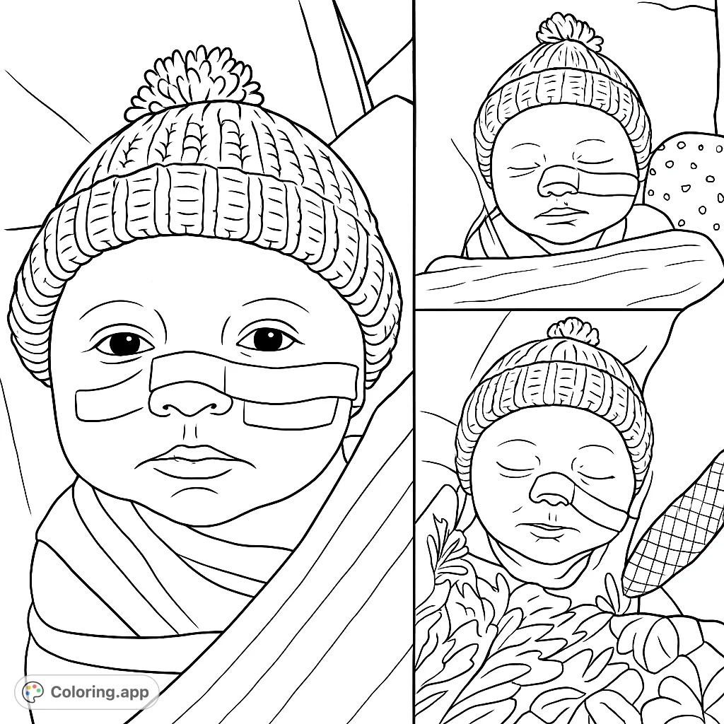 Capture the tender innocence of a newborn baby wearing a cozy knitted hat. A heartwarming scene perfect for celebrating new life and quiet moments.
