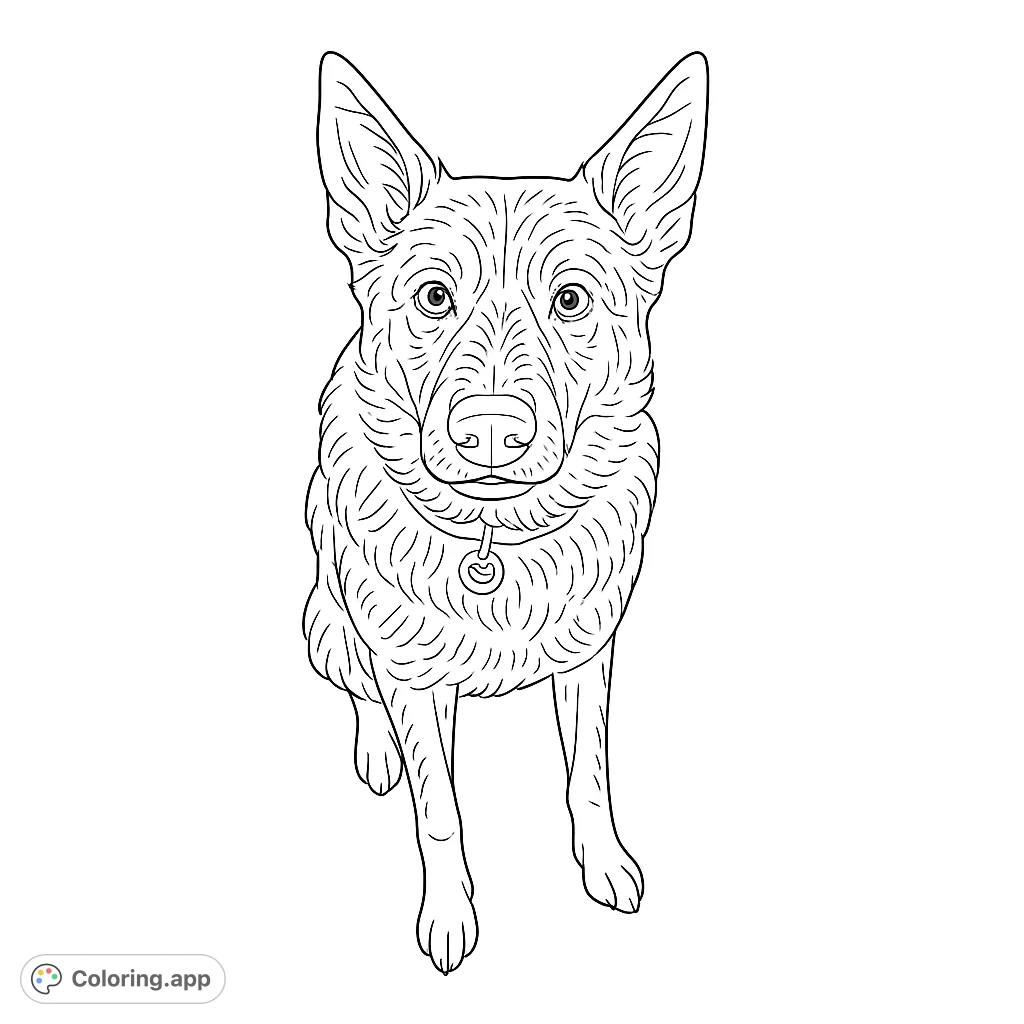 Capture the charm of a loyal canine with this attentive dog portrait coloring page. Perfect for animal lovers of all ages.