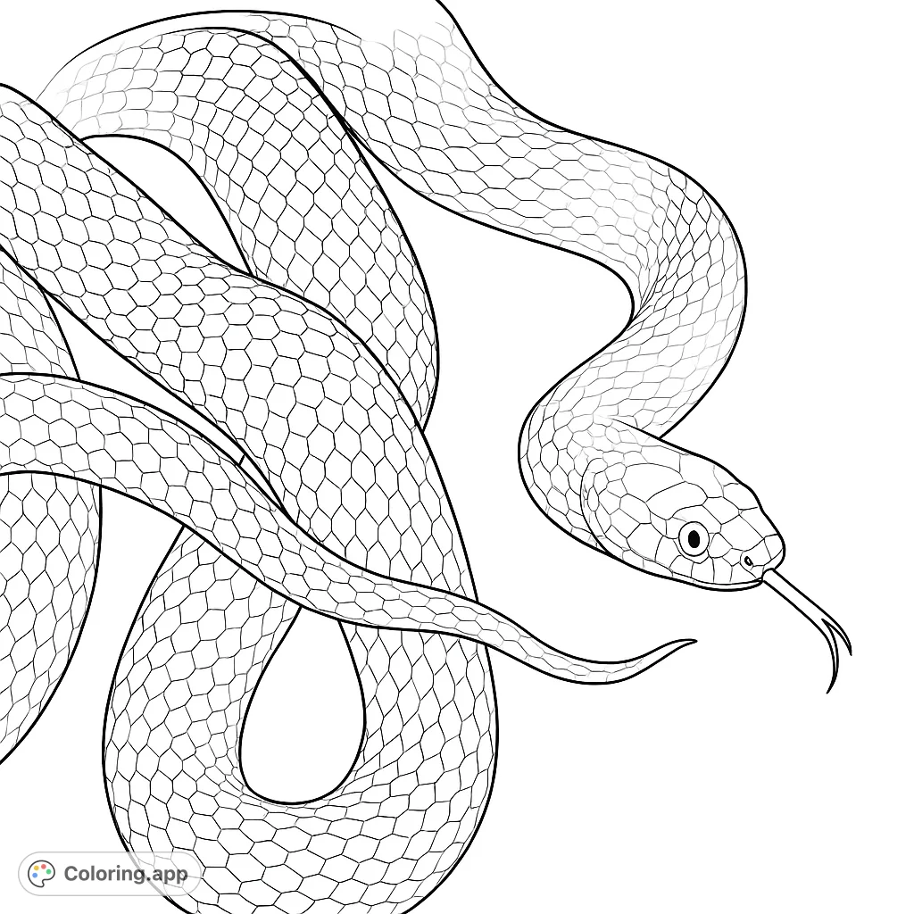 Discover the intricate beauty of a coiled snake, featuring detailed scales and a striking pose, ready for your creative touch on this free printable coloring page.