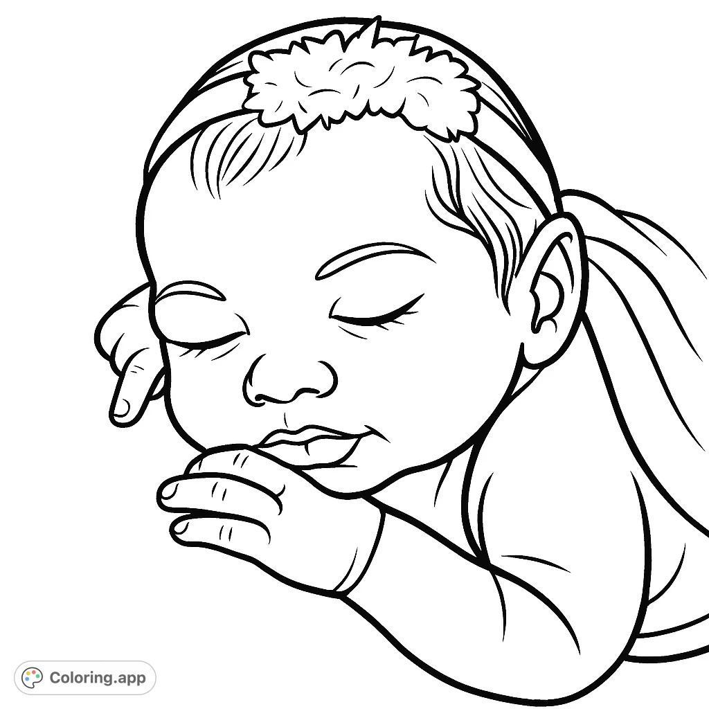 Capture the serene beauty of a sleeping newborn baby with a delicate floral headband. A heartwarming and peaceful scene perfect for all ages.