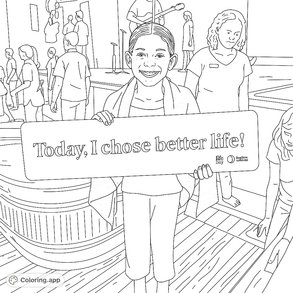 A smiling young person holds a meaningful sign after a spiritual event, surrounded by a supportive community. A powerful image of personal commitment.