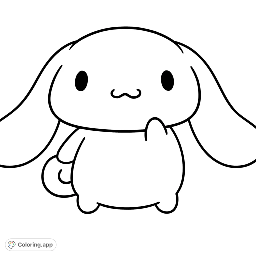 A delightful coloring page featuring a cute, round character with long floppy ears, waving a friendly paw. Perfect for a cheerful coloring session.