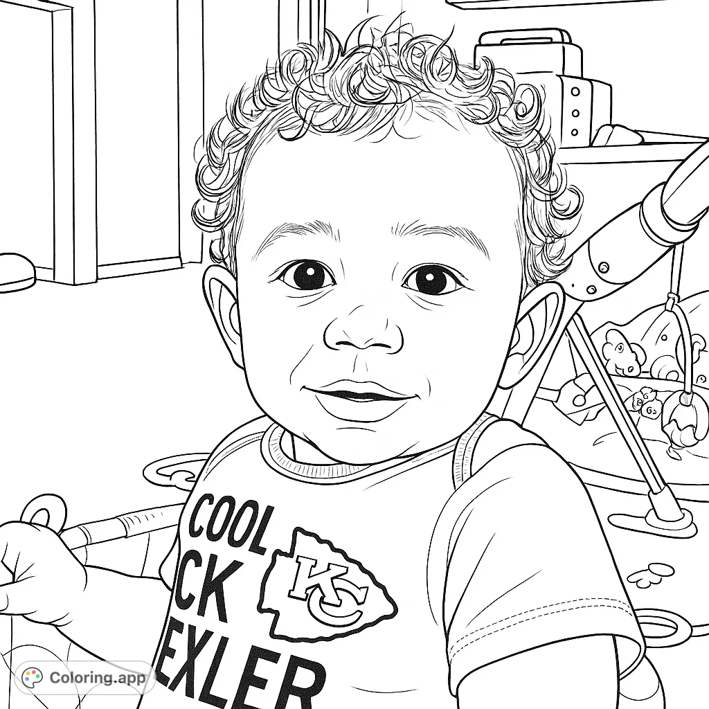Capture the joy of childhood with this adorable baby coloring page. Featuring a smiling child with curly hair and playful details, perfect for all ages.