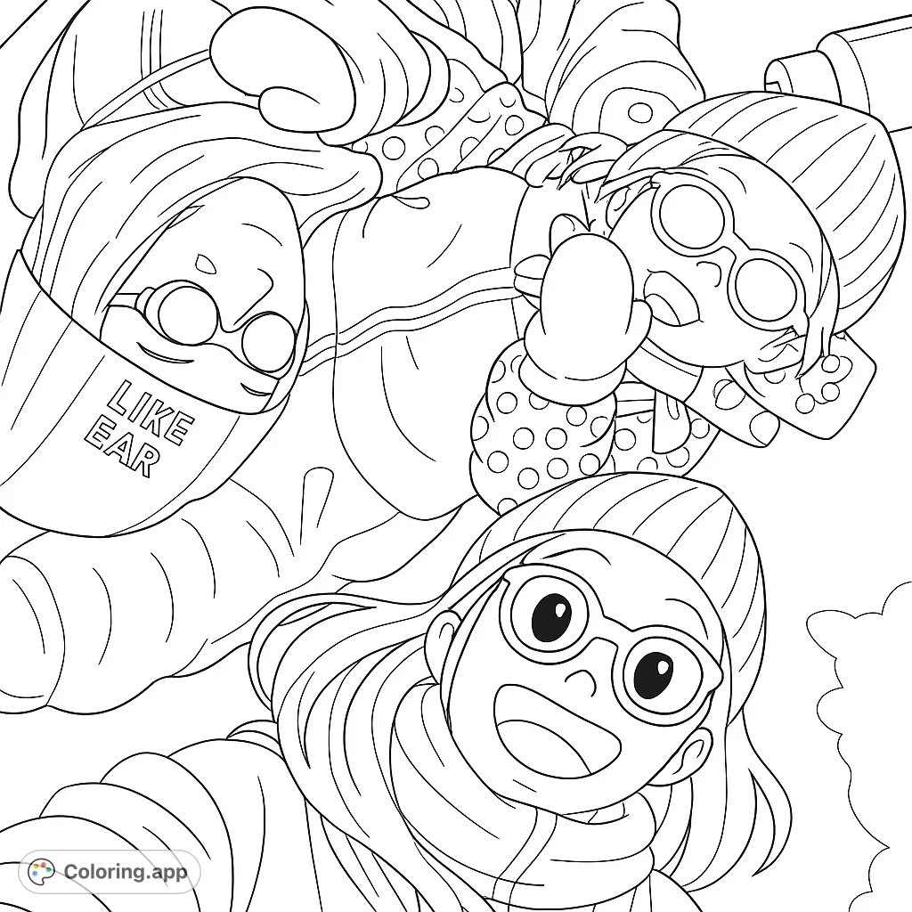 Capture the joy of a winter outing with friends! This fun coloring page features three smiling individuals in cozy winter gear, ready for your creative touch.