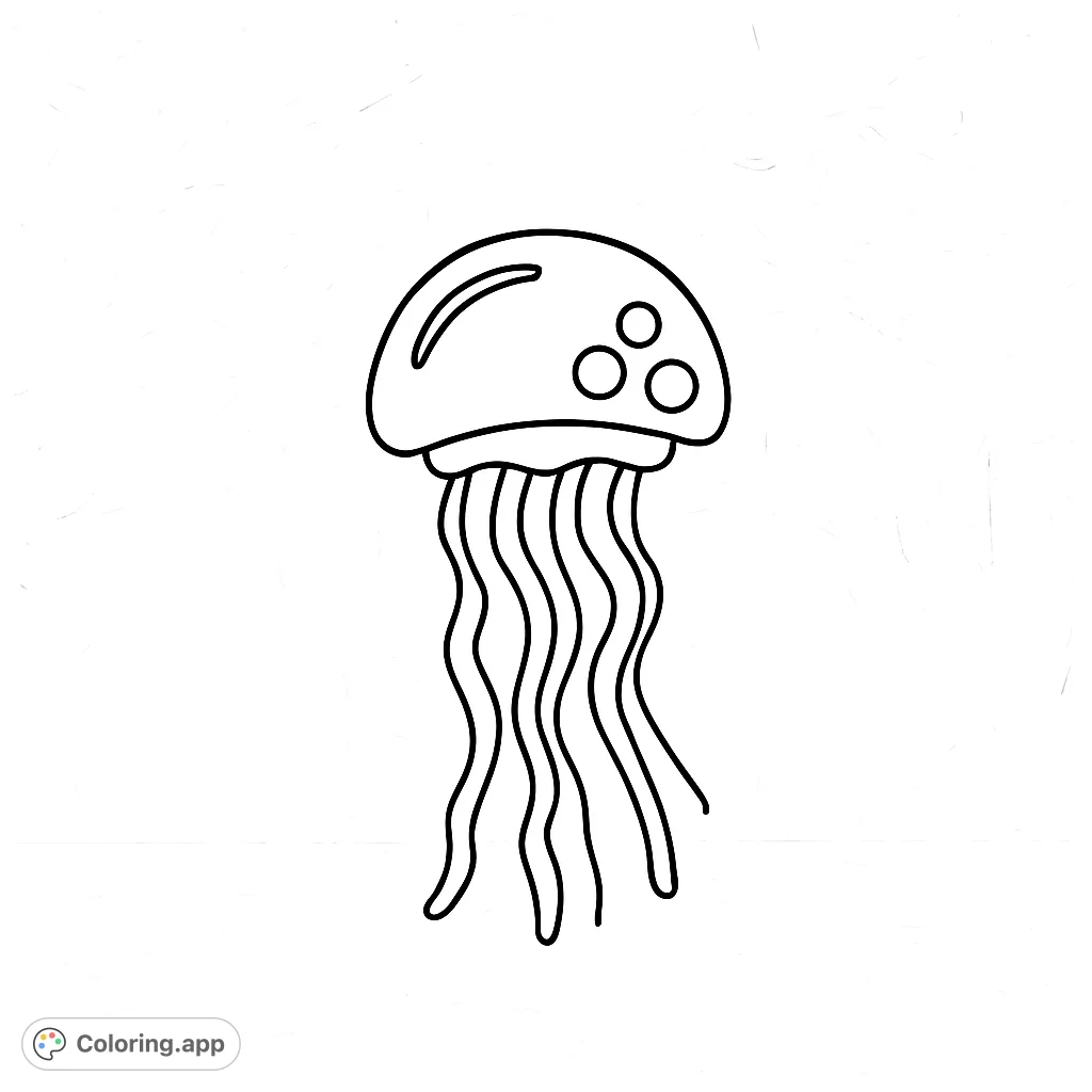 Dive into creativity with this simple jellyfish coloring page! Perfect for all ages, featuring a charming bell and flowing tentacles.