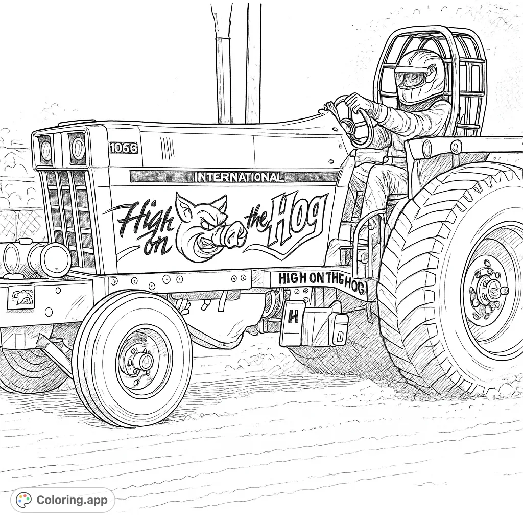 Experience the thrill of a tractor pull with this powerful machine in action. Features a detailed tractor, driver, and flying dirt, perfect for motorsports fans.