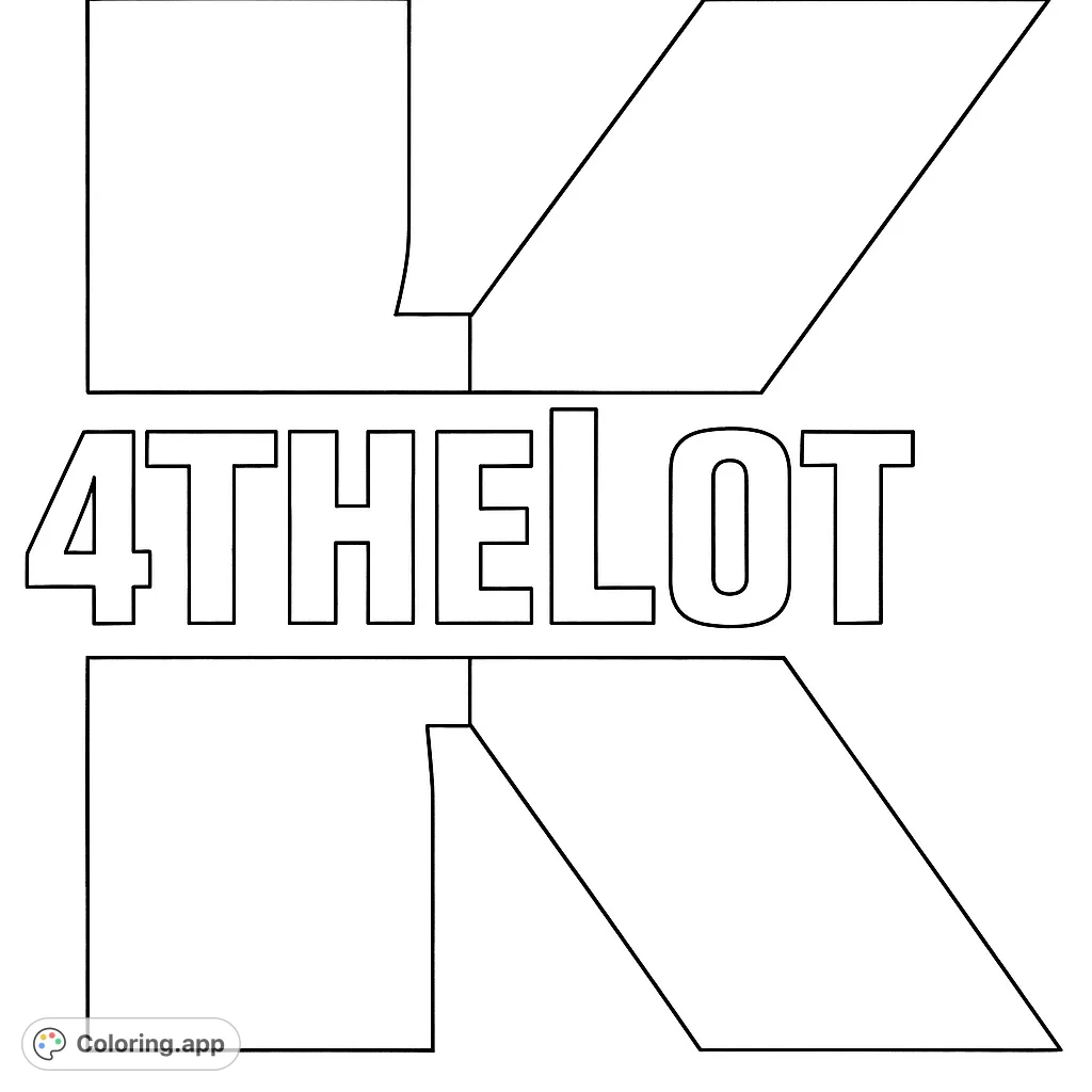 A bold geometric K design with '4THELOT' text, offering a modern and striking coloring experience for all ages. Perfect for creative expression.