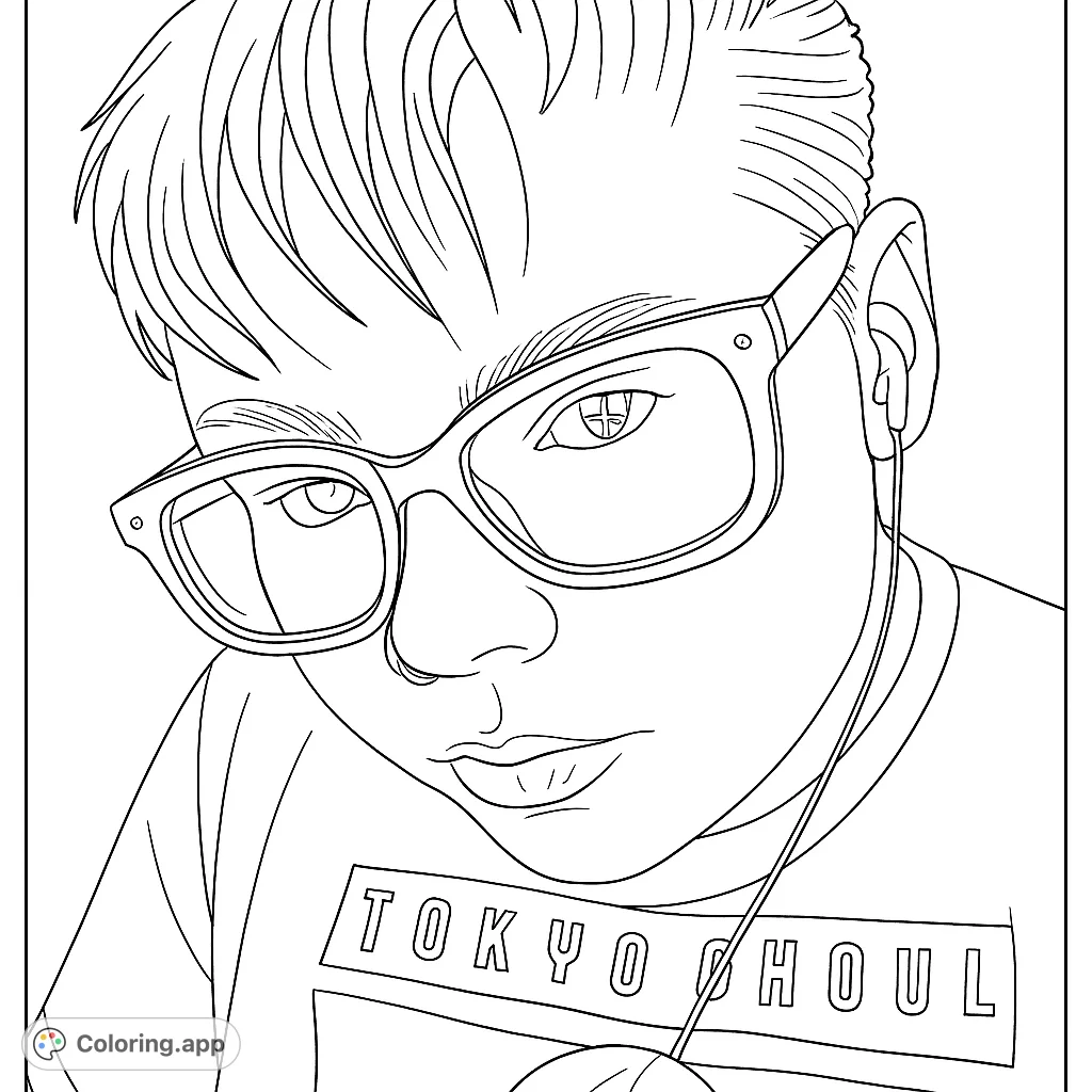 A modern portrait featuring a person with glasses, a nose ring, and a graphic t-shirt, perfect for personalizing with unique color choices.