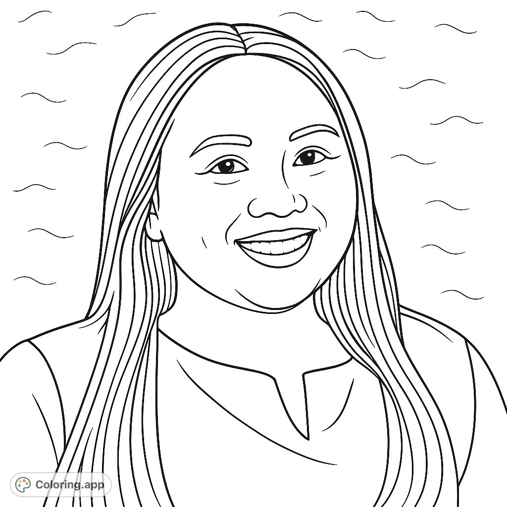 Capture the serene smile of a woman in this detailed portrait coloring page. Perfect for practicing shading and bringing a lifelike quality to your artwork.