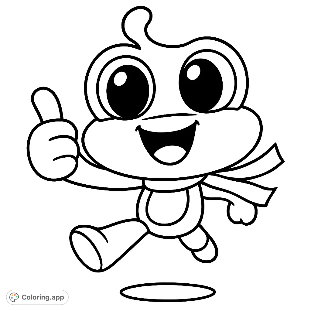 A cheerful cartoon creature giving a thumbs-up, perfect for a fun and easy coloring experience. Bring this adorable character to life with your favorite shades!