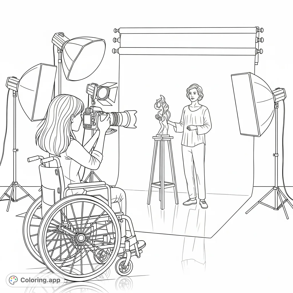 Join Chloe the Photographer in her studio as she captures an artist's essence. A powerful scene celebrating creativity and overcoming challenges.