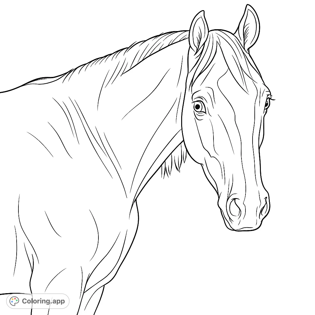 Capture the grace of a majestic horse with this detailed coloring page. Perfect for animal lovers to bring to life with their favorite shades.