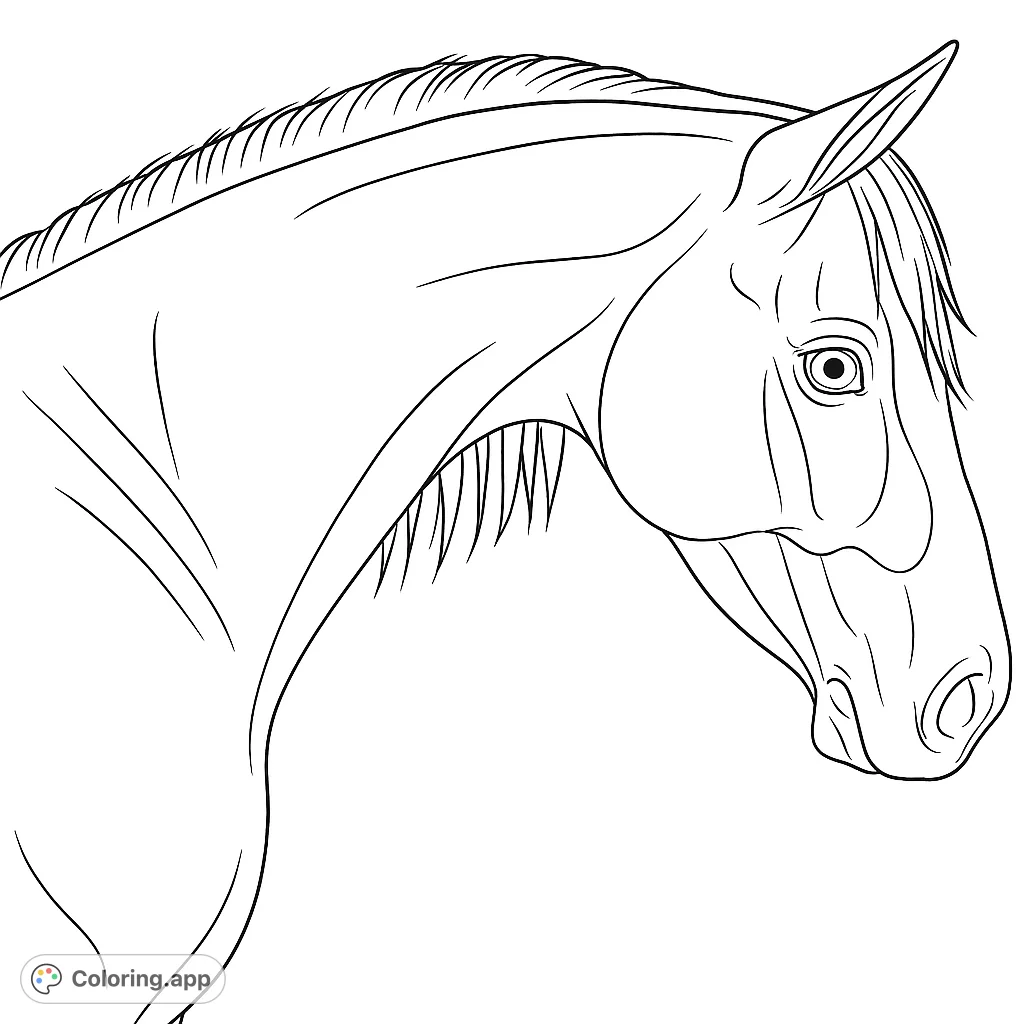 Capture the majestic beauty of a horse with this detailed coloring page. Perfect for animal lovers to explore shading and texture on its elegant profile.